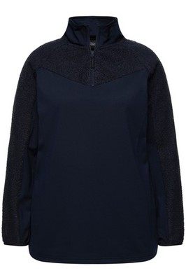 Ulla Popken Damen große Größen Sweatshirt Stretch Teddyfleece Troyerkragen