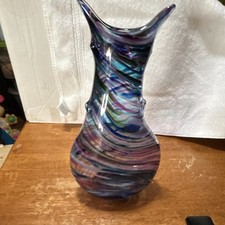 Swirl Multicolor Art Glass Vase Hand Blown Modern Decorative Abstract Glossy
