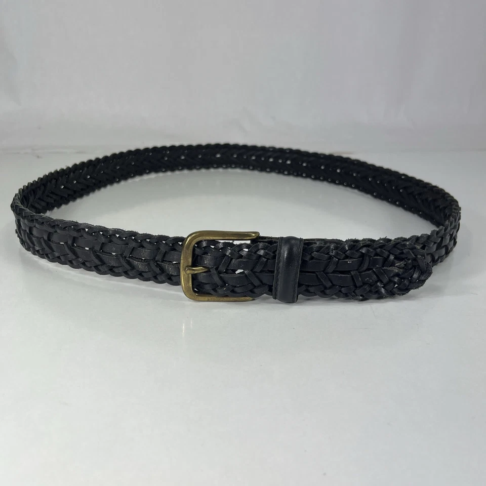 Cinturón Trenzado Negro - Cuero Genuino - Mujer Talla 40/100 Foto 2 de 4