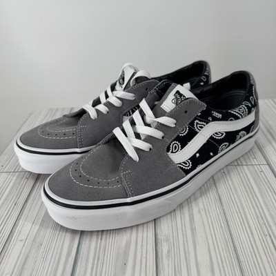 Vans Sk8-Low Paisley Gray True White Bandana Sneakers VN0A5KXDBGJ Wmns 10 M8.5