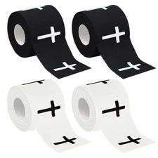 4 Pcs Christian Athletic Tapes Religious Sport Tape with Cross White Black Bi...
