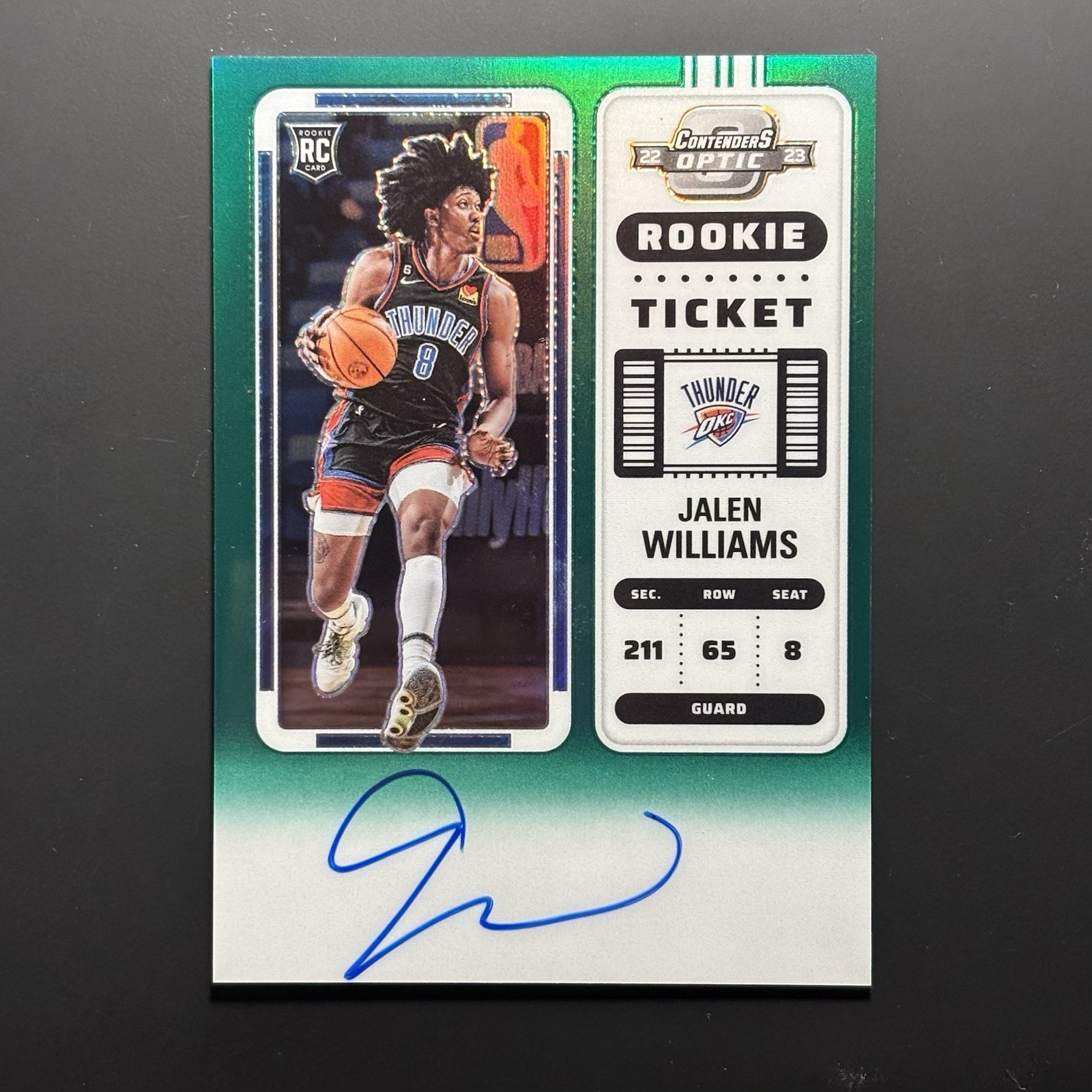2022-23 Contenders Optic Jalen Williams Green Prizm Rookie Ticket Auto #/75 OKC