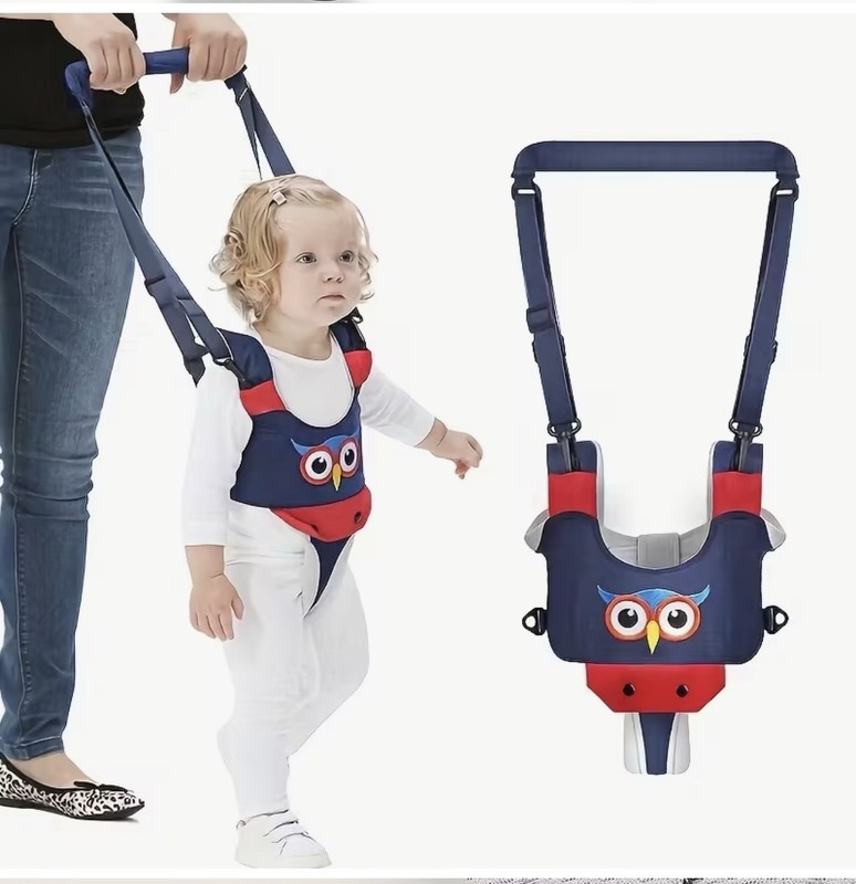 Toddler Safety Harness Adjustable Owl Theme Buckle Polyester 28-30in Blue Red