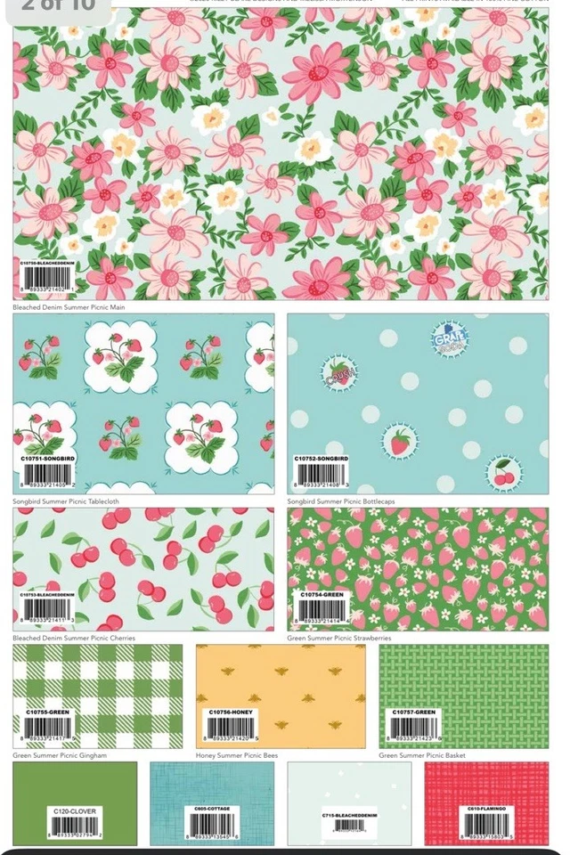 Nuevo en Paquete Picnic de Verano Riley Blake Fat Quarter FQ-10750-24 Foto 3 de 4