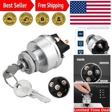 Universal 12V Ignition Switch Key Assembly - Fits Forklifts, Trailers & More