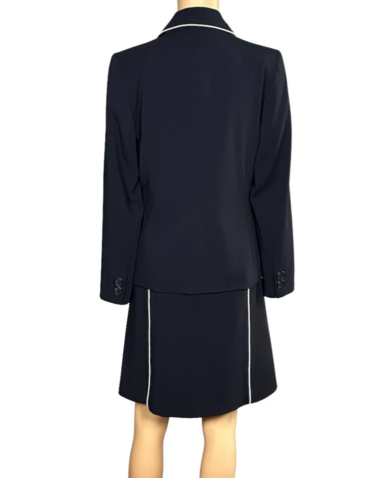 Conjunto de chaqueta falda negra para mujer Apostrophe Petite traje totalmente forrado talla 4P Foto 4 de 4