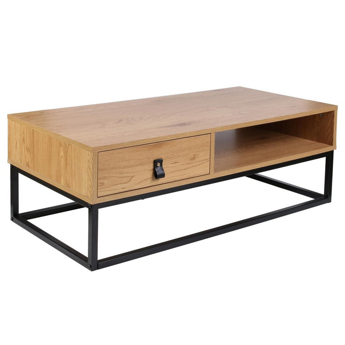 Table basse métal et bois massif Abbott 100cm au design moderne et épuré
