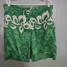 Speedo Board Shorts Mens Large Green Floral Hibiscus Swim Trunks Mesh Lined
