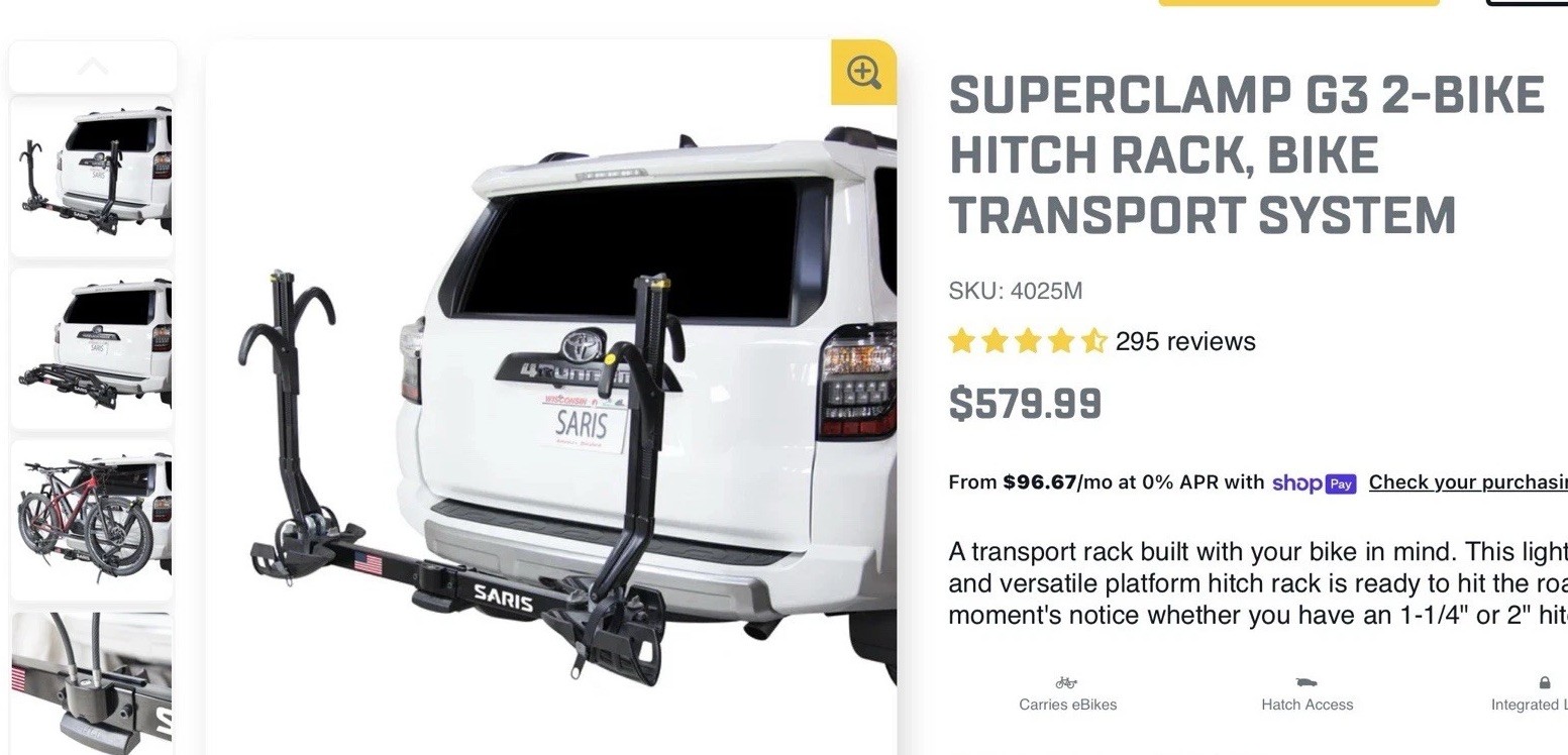 Brand New SARIS SUPER CLAMP EX 2 Bike Rack   Asking $300.00