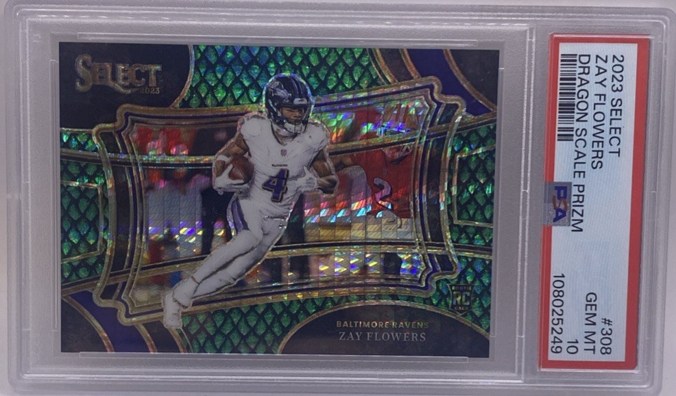 2023 Panini Select Field Level Zay Flowers #308 Dragon Scale Prizm #54/70 PSA 10