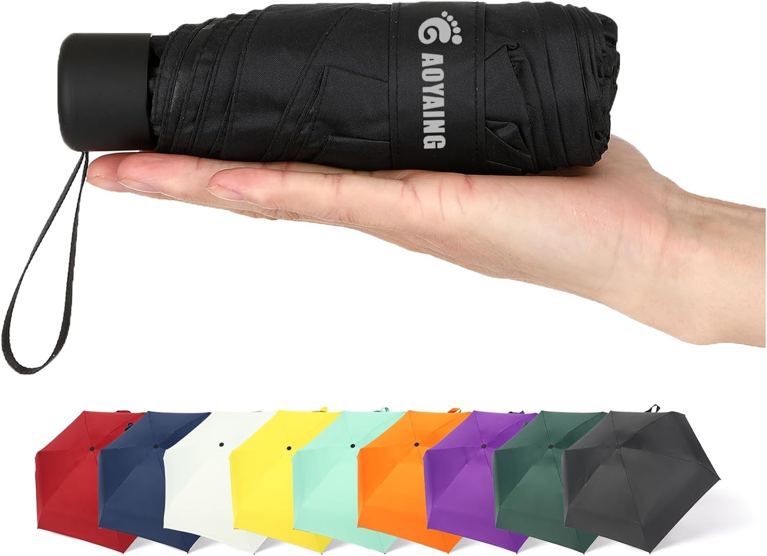 GAOYAING Compact Travel Umbrella - 34 Inch Windproof Mini Umbrella for Rain, Lightweight & Durable Design, Perfect for On-the-Go Use, Stylish B1.1 Black Finish.