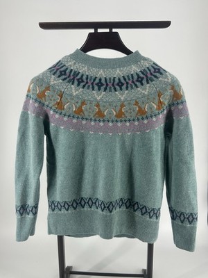 The White Stuff Pullover Fair Isle Sweater Blaufuchs gemustert Wolle Damen UK 12
