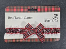 Thistle Scottish Red Plaid Tartan Wedding Garter Bow - US SELLER