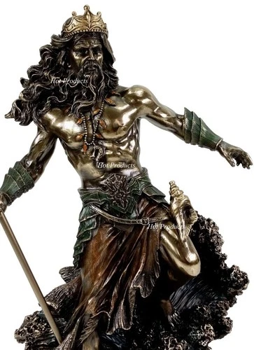 LARGE 20 Poseidon W Trident GREEK MYTHOLOGY God of Sea Statue Bronze Finish