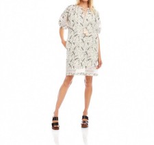 Karen Kane Puff Sleeve Tassel Dress Cream