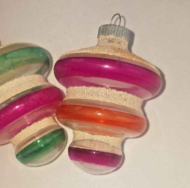 (4) Antique Shiny Brite Ornaments UFO Atomic Tornado HEAVY MICA ~ NICE! ~ L@@K!