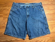Vintage Lee Dungarees Carpenter Jean Shorts Mens 42 Blue Baggy Zipper Button