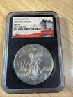 2017 American .999 Silver Eagle NGC MS70 First Day of Issue Black Core slab Coin