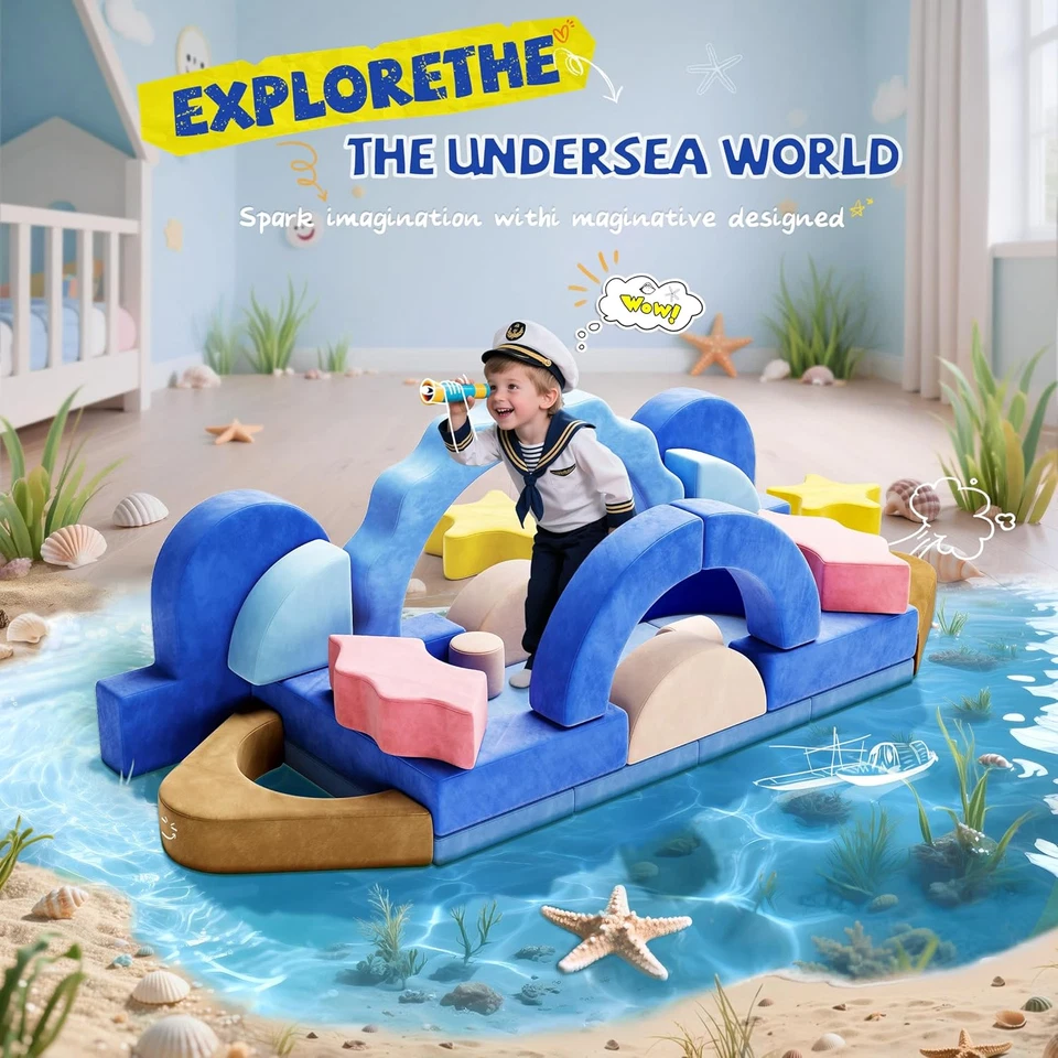 24 шт модульный детский игровой диван, диван для ребенка ясельного возраста с откидным верхом и многофункциональный - Изображение 2 из 4