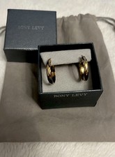 BONY LEVY~14k Yellow Gold Italian Faceted Hoop Earrings 1 Inch