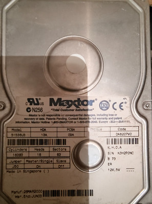 Vintage Maxtor 51536U3 15Gb IDE 3.5 HDD Hard Drive Tested