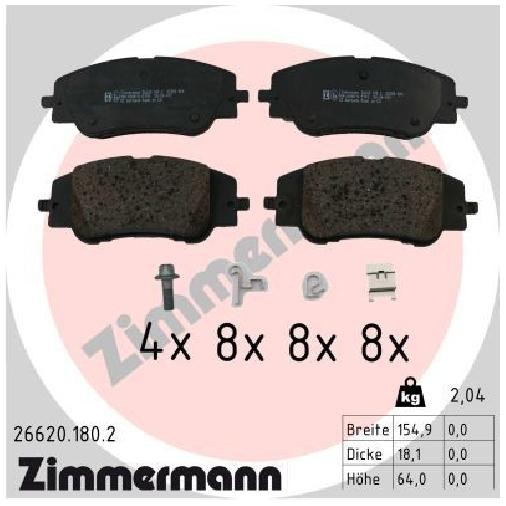 Bremsbelagsatz Scheibenbremse FüR Opel Corsa P2JO 19 Bis 26 Zimmermann ZKX ZKW-image