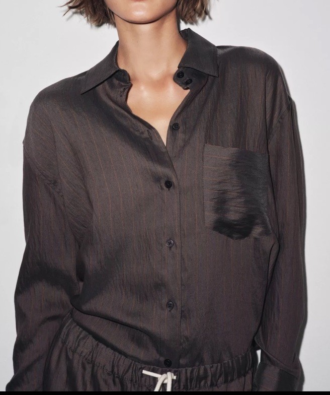 Zara Pinstripe Co-Ord Two-Piece Set Size S EU 38 BNWT  Brown RRP £70 image 2