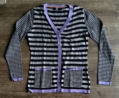 Jette Joop   Damen Strickjacke Baumwolle Gr. 36 schwarz grau gestreift