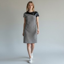 VERSACE - Authentic FW2012 Houndstooth & Leather Shift Dress | Size 6US 38EU