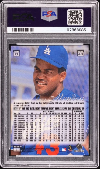 Raul Mondesi PSA 9: 1997 Flair Showcase Row 0 #43 POP 2 - Image 2 of 3