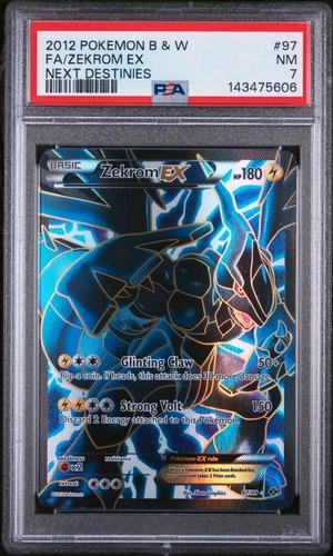2012 POKEMON BLACK & WHITE NEXT DESTINIES #97 FULL ART/ZEKROM EX PSA 7