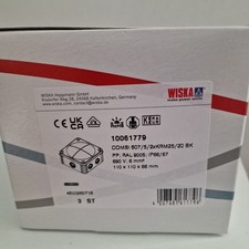 Wiska Combi Junction Box Black 607 110x110x66mm 5-Pole 10061779 607/5/2xKRM25/20