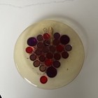 Vintage Lucite Round Footed Trivet  MCM Purple & Red Grapes 8" Dia Beautiful — photo 2