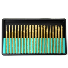 20 pc 150 grit Titanium Coated Diamond Burr Set Drill Bits Grinder Polishing