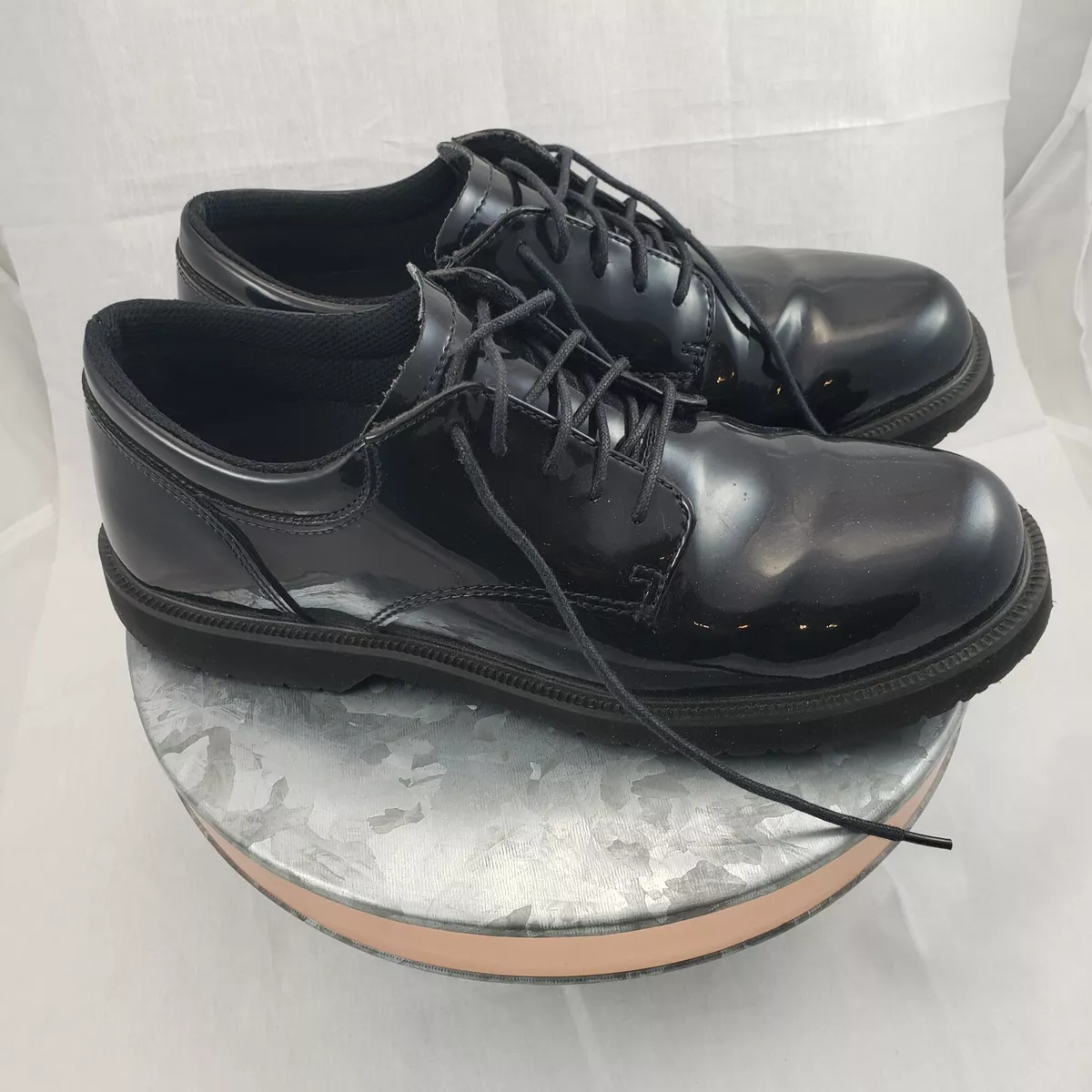 Bates Uniform Work Shoe Men s Oxford High Gloss Leather Black Size 9 Modl E22141