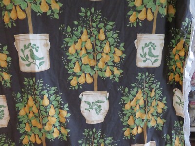 Vintage Jane Churchill Pear Tree on Dark Chocolate Brown Yardage Never Used