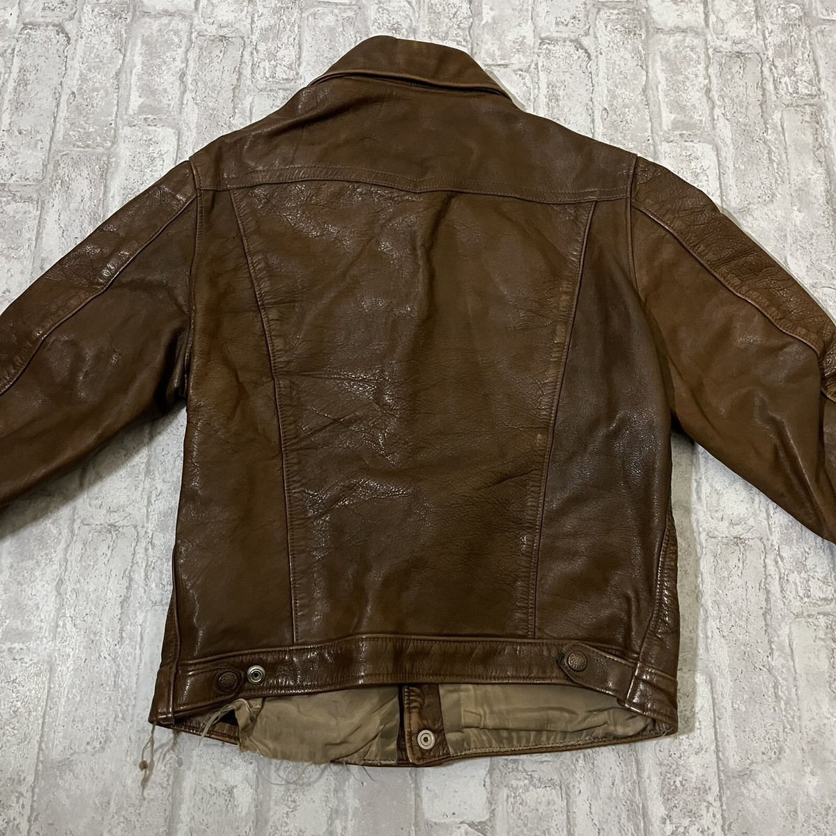 Vintage 60s Golden Bear Leather Jacket Trucker Brown AX6 | eBay