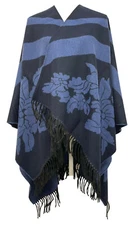 NEW diValore Womens Reversible Warm Shawl Cape Poncho Cardigan - Made in Italy 