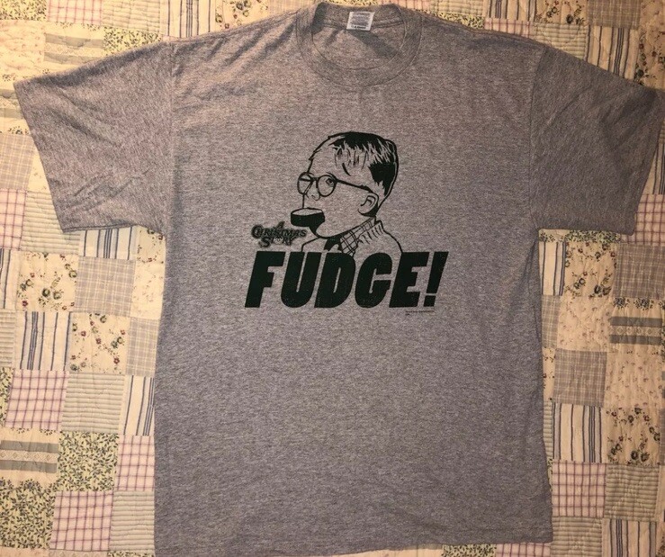 A Christmas Story Ralphie Tee T Shirt Mens' Size Large Gray OH FUDGE New