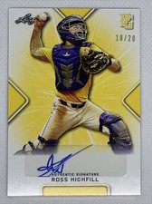 2021 LEAF PERFECT GAME AUTO ROSS HIGHFILL YELLOW PAPER 10/20