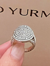 David Yurman Sterling Silver Diamond Oval Ring