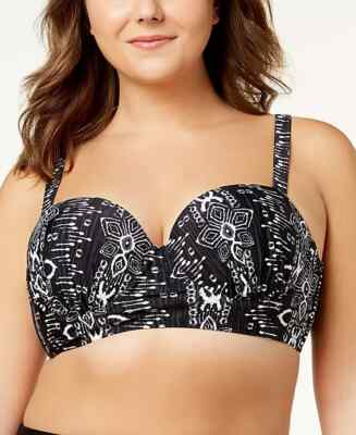 Raisins Curve Trendy Plus Size Half Moon Push Up Underwire Bra Swim Top 18W 18 W