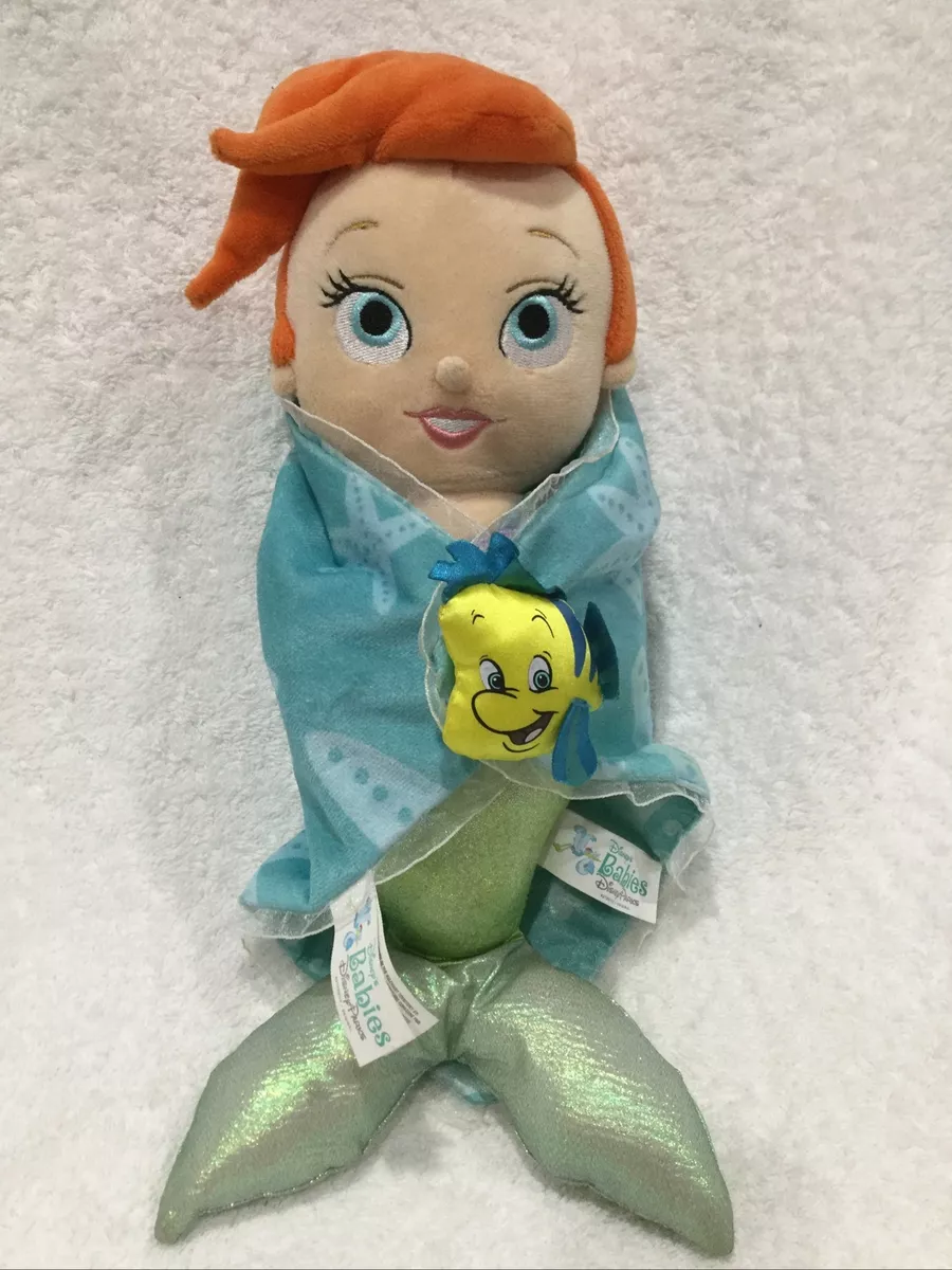 Disney Parks The Little Mermaid Baby Ariel in Blanket Snuggle Plush NWOT 14