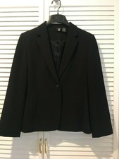 New Elements G Womens Black Stretch Blazer Sz.8p
