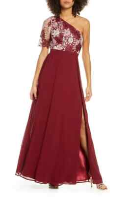 chi chi burgundy dress V Neck Floral Print Midi Dress in Dark Red main image 1