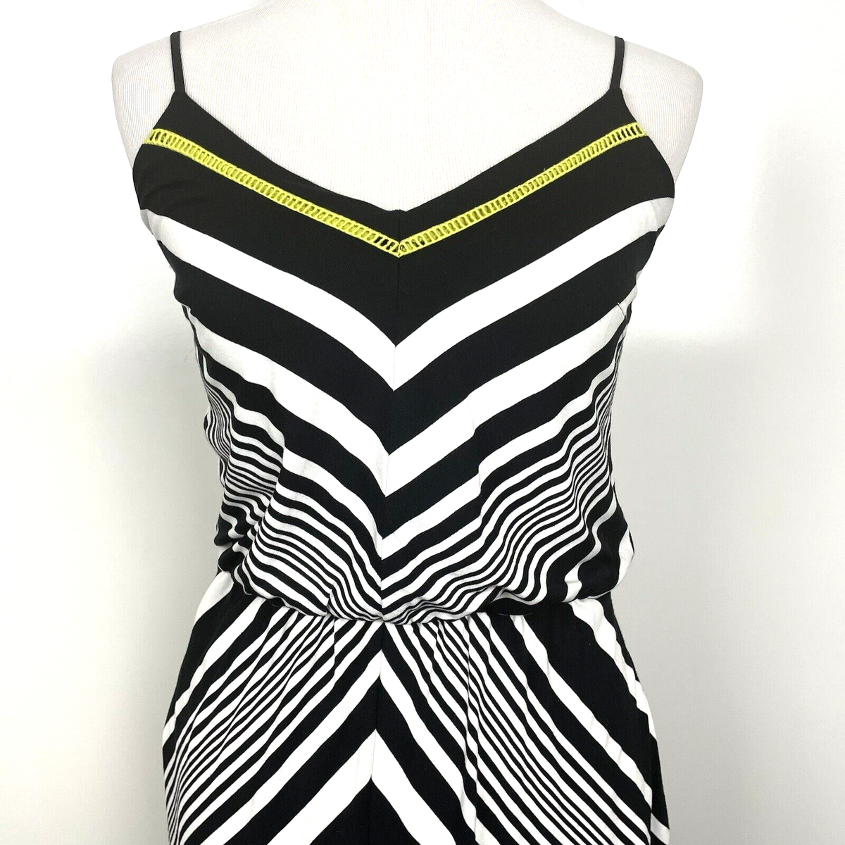 Vince Camuto Womens Maxi Dress 8 Black White Beetle Juice Lime Green Slimming Vince Camuto Womens Maxi Dress 8 Black White Beetle Juice Lime Green Slimming