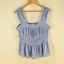 H&M womens cami tank top size L blue sleeveless round neck stretch 098594