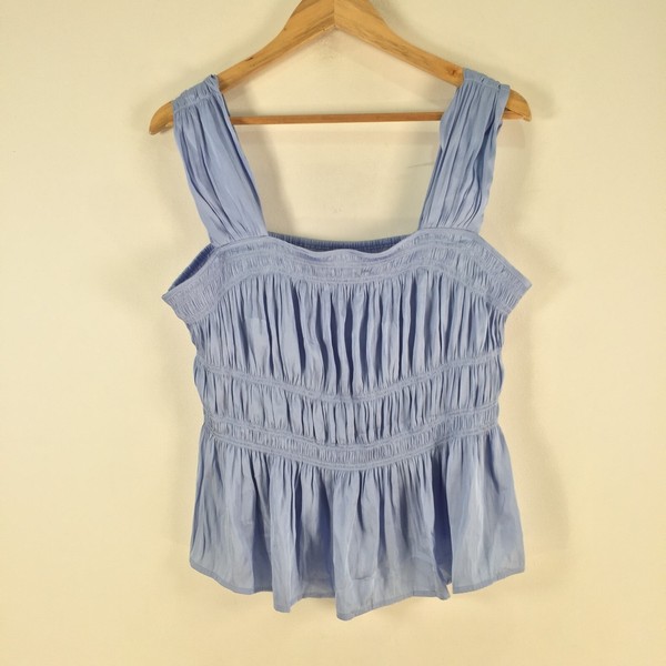 H&M womens cami tank top size L blue sleeveless round neck stretch 098594