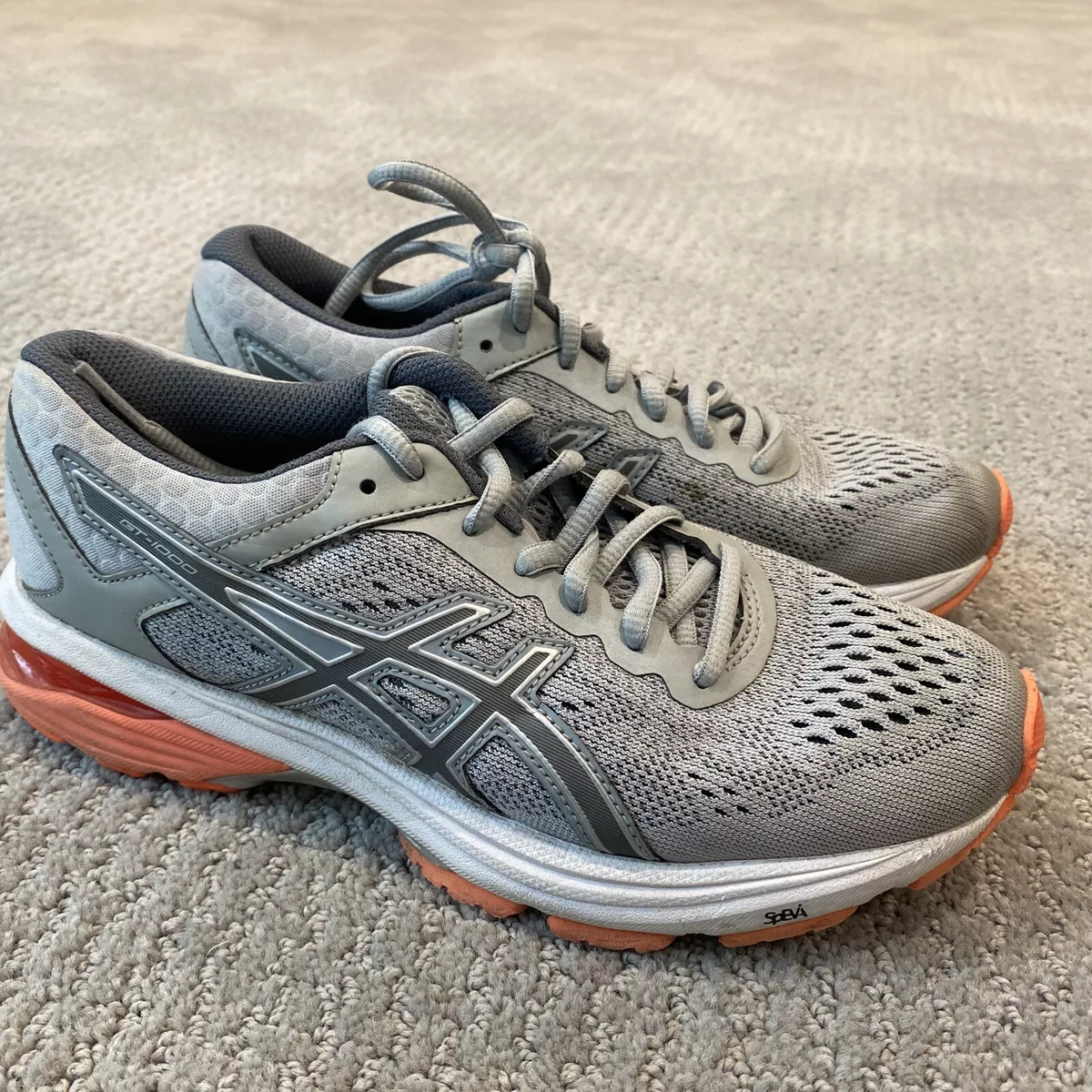 Asics GT 1000 v6 Womens Gray Pink Lace Up Low Top Running Shoes Size 6