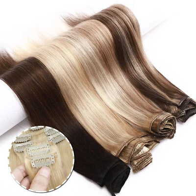 SEGO UK CLEARANCE 100% Real Human Hair Extensions Clip In Remy Hair FULL SET Blonde H